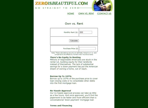 ZeroIsBeautiful.com mockup